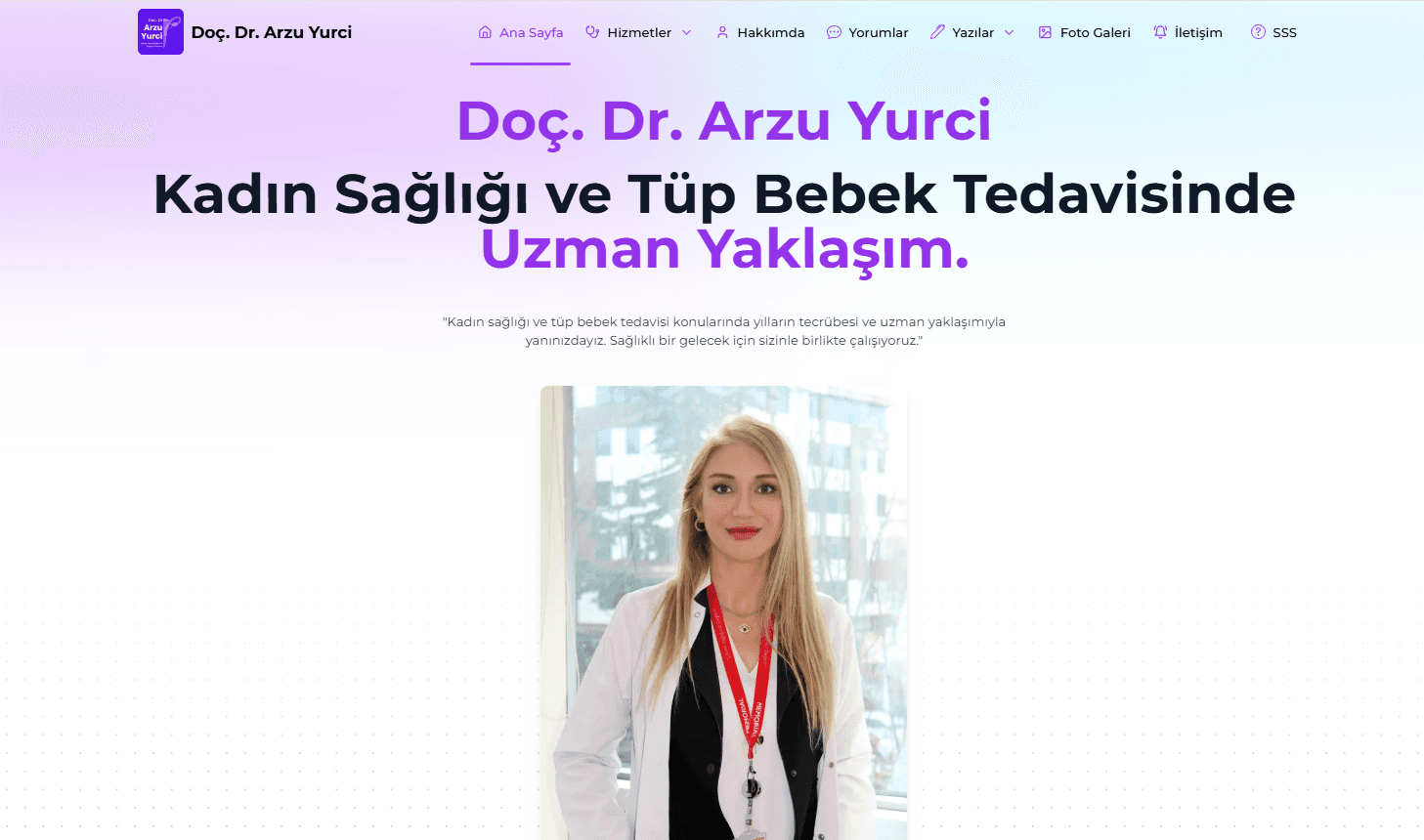 Tüp Bebek Uzmanı için Kişisel Portföy