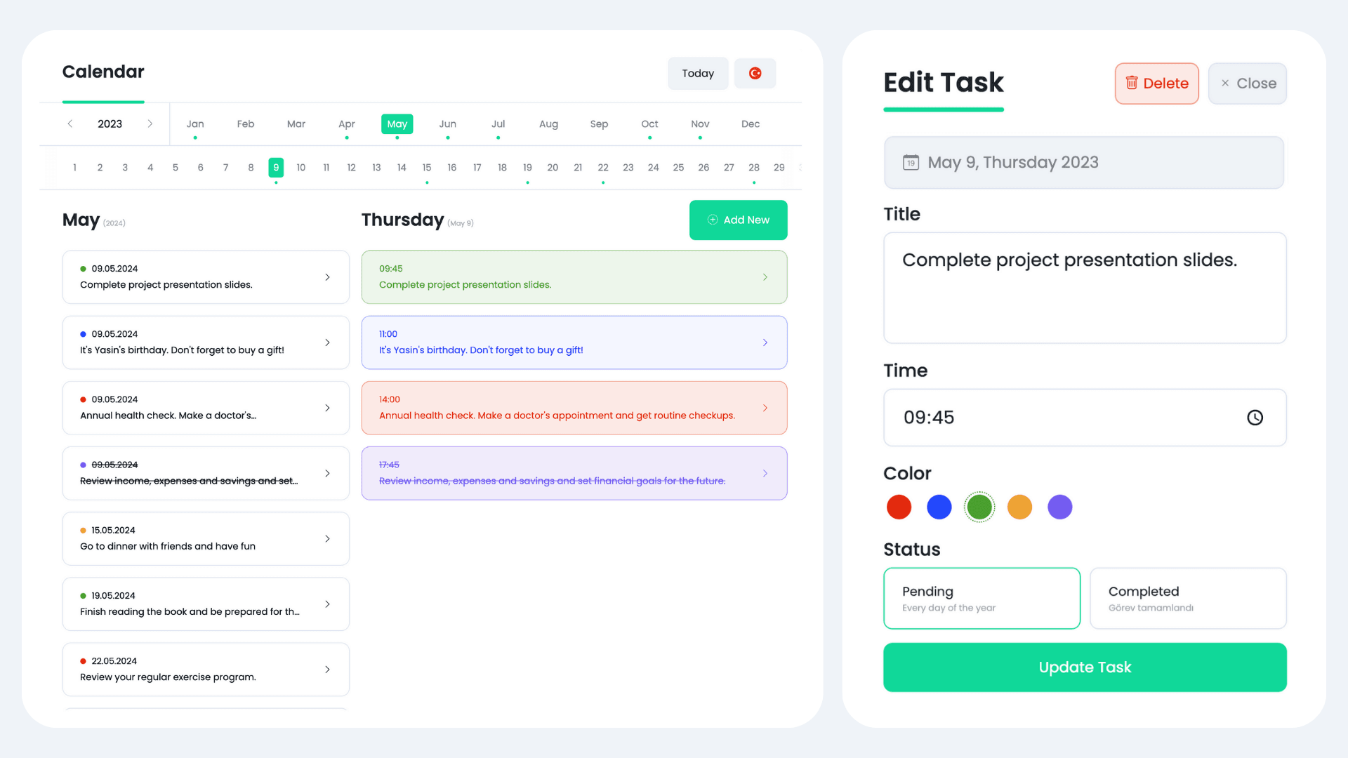 Dinamik Kişisel Takvim