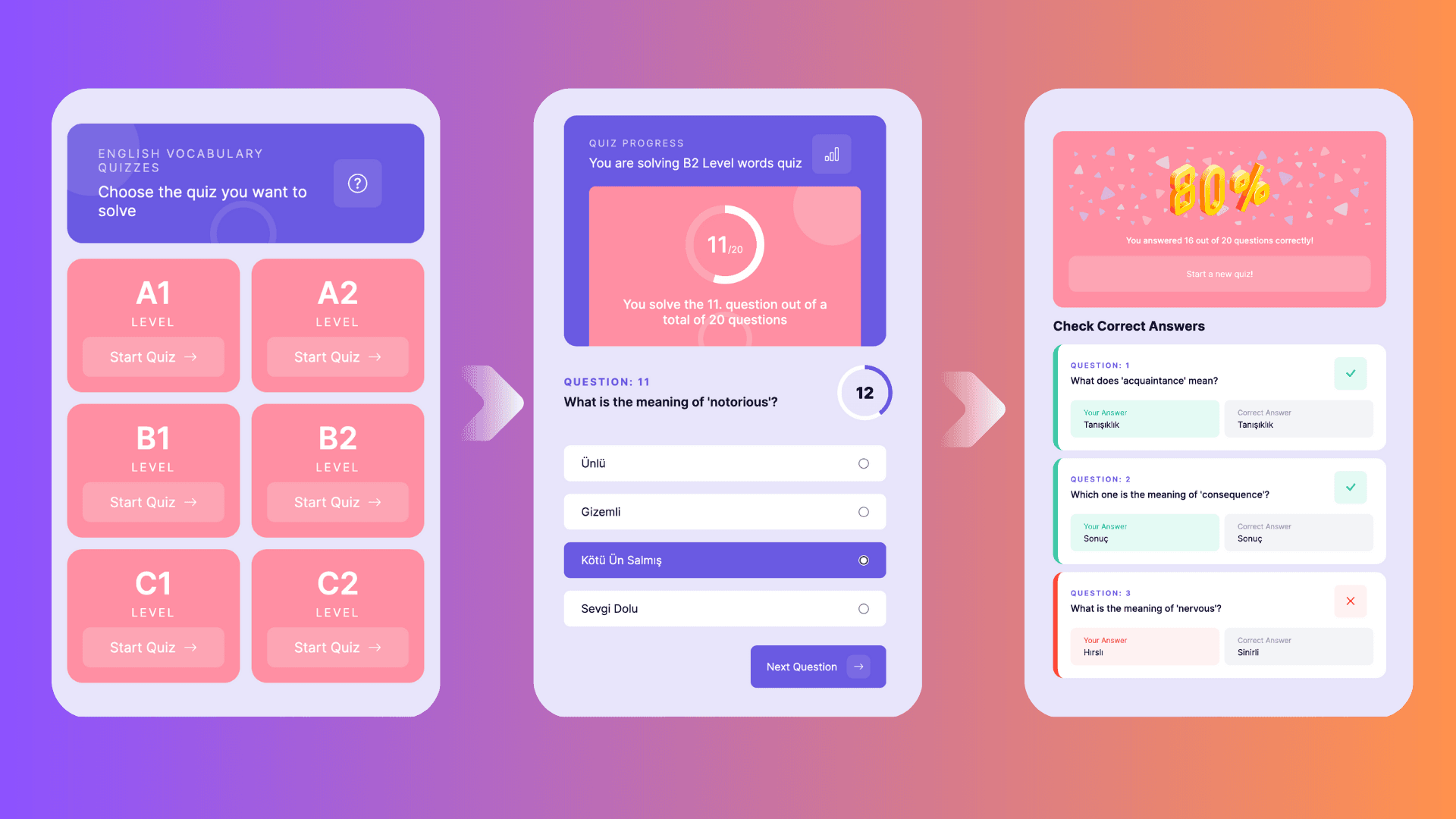 İngilizce Kelime Testi Uygulaması